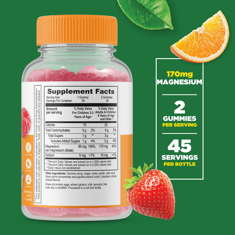 Lifeable B Complex Kids + Magnesium Citrate Kids, Gummies Bundle - Great Tasting, Vitamin Supplement, Gluten Free, GMO Free, Chewable Gummy