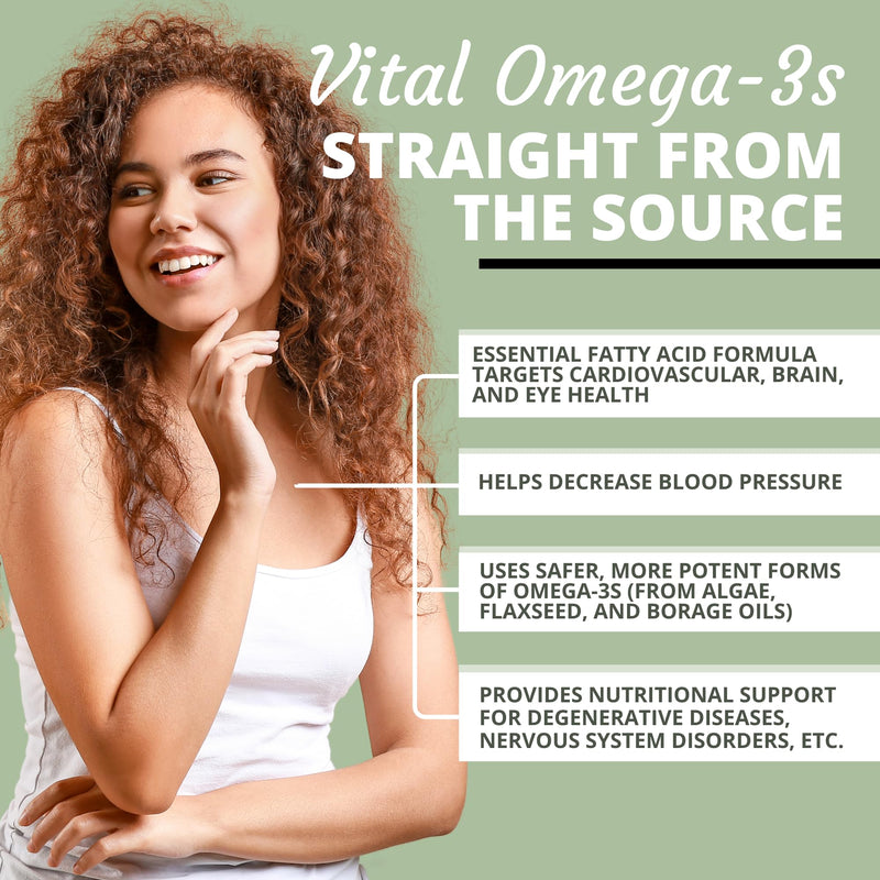 [Australia] - Optimal Health Systems EFA | 1,000 mg from Borage, Flaxseed, and Algae Oil | Safer, Plant-Based Blend | Essential Fatty Acid Supplement | 60 Capsules 