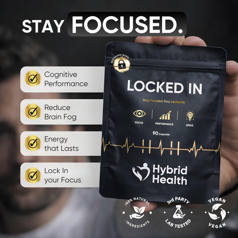 Locked in® Nootropics Brain Supplement - 90 Vegan Capsules, Supporting Focus, Cognitive Function & Energy, 12-in-1 Brain Boosting Formula with Rhodiola Rosea, Panax Ginseng, Citicoline & L Tyrosine