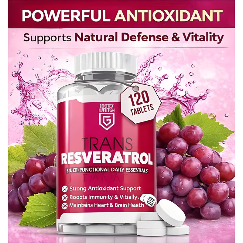 Trans Resveratrol Supplement – 120 Tablets – Powerful Antioxidant, Multi-Functional Daily Essential for Men & Women – Supports Overall Well-Being – Made in the UK