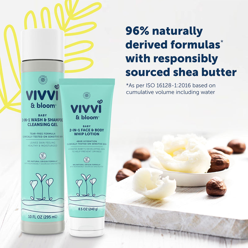 [Australia] - Vivvi & Bloom Gentle 2-in-1 Baby Wash & Shampoo Cleansing Gel, Leaves Sensitive Skin Feeling Healthy & Moisturized, Tear-Free, Formulated Without sulfates, paraben, and Dyes, 10 fl. Oz Fragrance Cleanser 