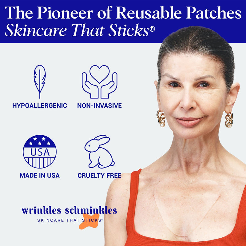 [Australia] - Wrinkles Schminkles Chest Wrinkle Patch & Cleanser Starter Pack - Set of Reusable Chest Silicone Wrinkle Patch + Patch Cleanser (2 oz) Maximise Uses - Smooth & Prevent Chest & Décolletage Wrinkles 