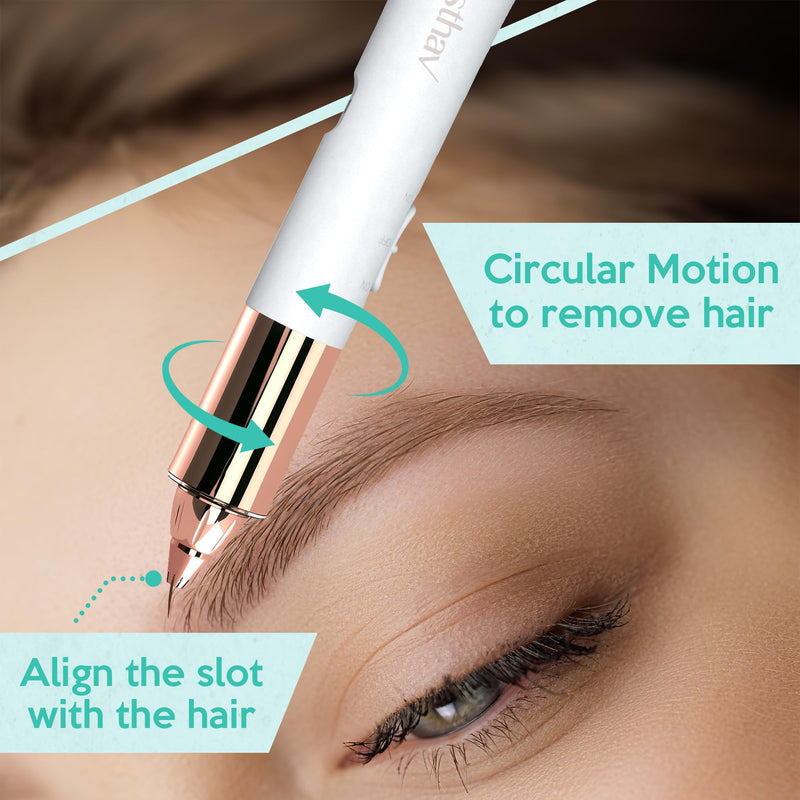 2 in 1 Eyebrow and Facial Hair Remover for Women Painless Flawless Electric Razor Epilator Trimmer Shaver with 18K Gold-Plated, USB Rechargeable, 360° LED for Eyebrow and Face Hair Removal Combo 2 in 1 Crystal White