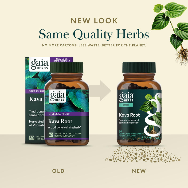 [Australia] - Gaia Herbs Kava Root - Helps Sustain a Sense of Natural Calm and Relaxation* During Times of Stress - Made with Noble Kava Cultivars - 60 Vegan Liquid Phyto-Capsules (20-Day Supply) Standard Packaging 