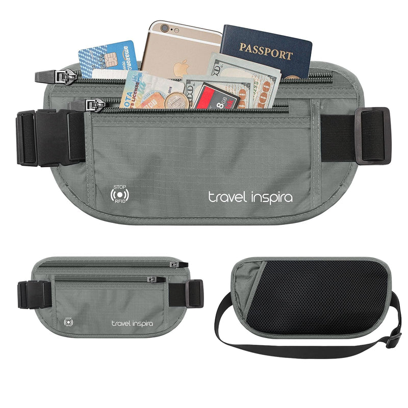 travel inspira Slim Anti-Theft RFID Blocking Travel Money Belt & Passport Holder - Concealed Under Clothes