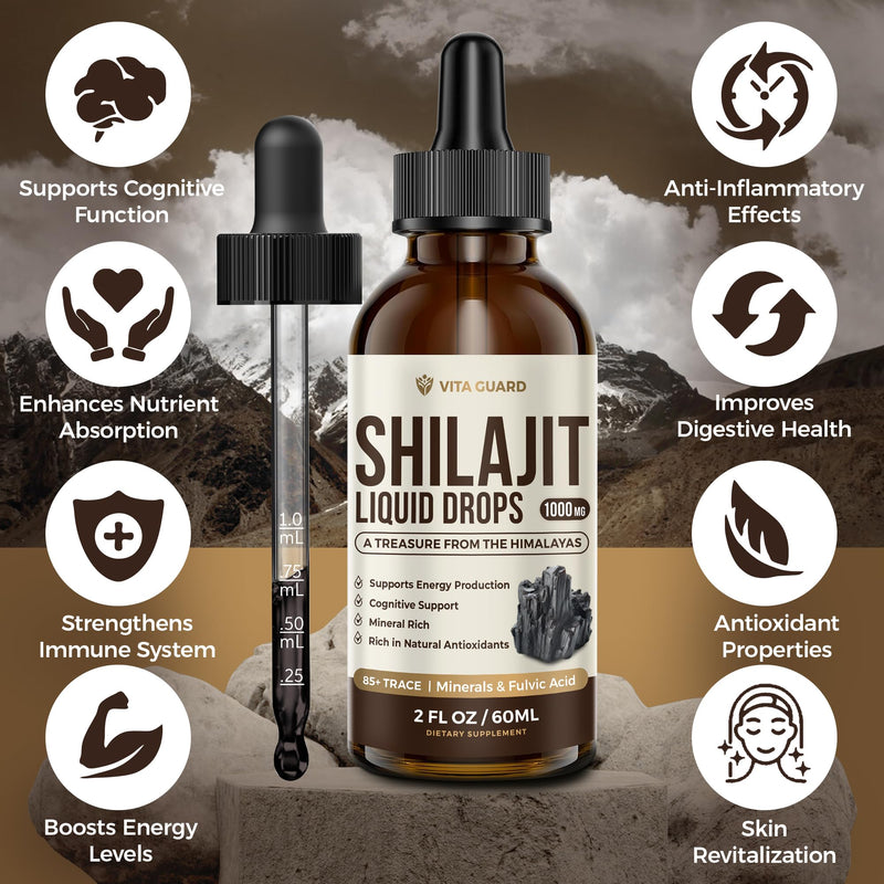 [Australia] - Himalayan Shilajit Liquid Drops ‚Äì 1000mg Energy & Immunity Support with 85+ Trace Minerals & Fulvic Acid ‚Äì Strength, Vitality Supplement for Men & Women ‚Äì 30-Day Supply 