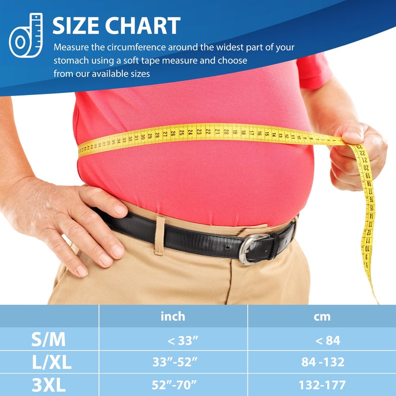 [Australia] - ORTONYX Premium Umbilical Hernia Belt for Men and Women / 6.25" Abdominal Binder With Hernia Support Pad - Navel Ventral Epigastric Incisional and Belly Button Hernias - Black OX5241-L/XL L/XXL (33"-52") 