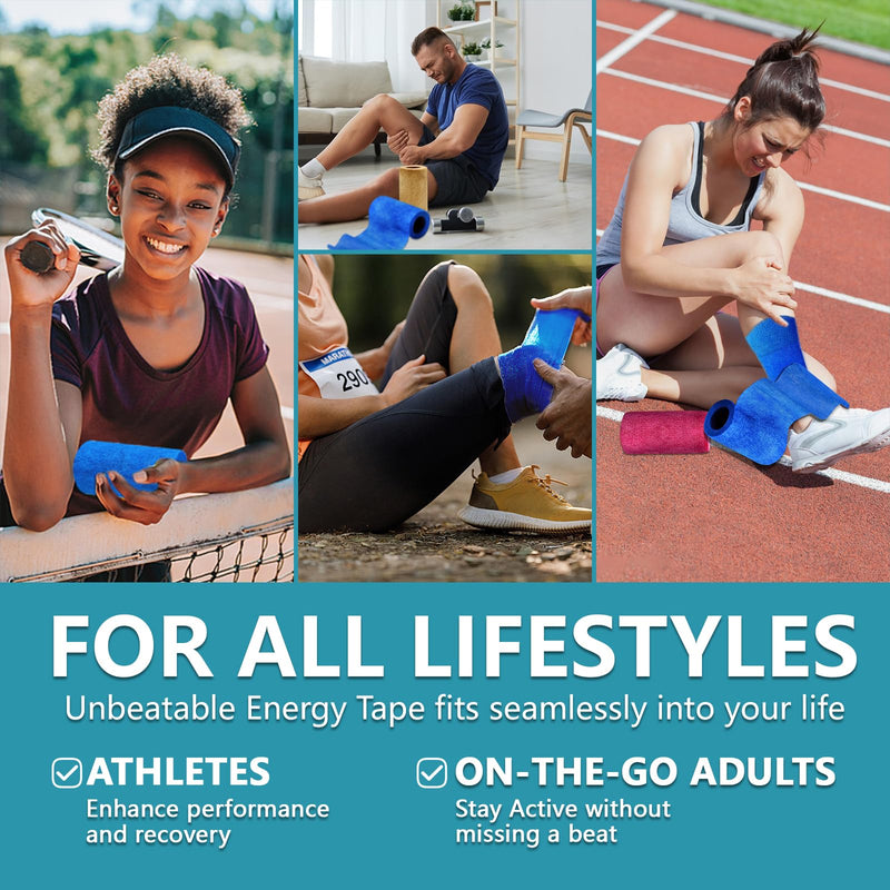 Ice Tape, Self Sticking Bandage Wrap （No Refrigeration Needed） Ice Wrap Instant Cold Compress Compression Tape Wrap, Athletic Muscle Tape, Athletic Tape for Pain and Swelling: Blue