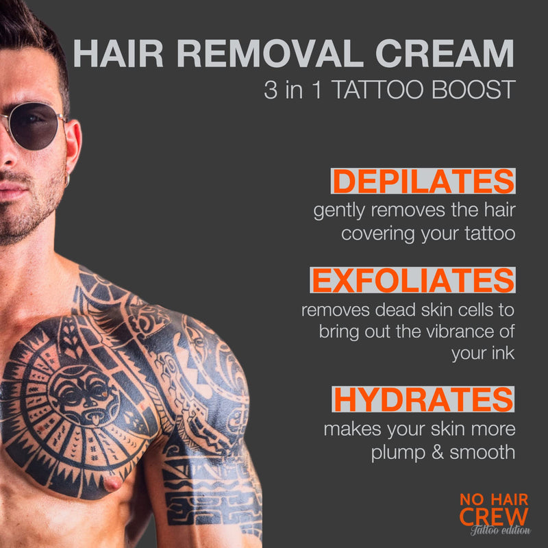 [Australia] - NO HAIR CREW Tattoo Edition Hair Removal Cream | Charcoal to Enhance Tattoo Colors (150 ml) 