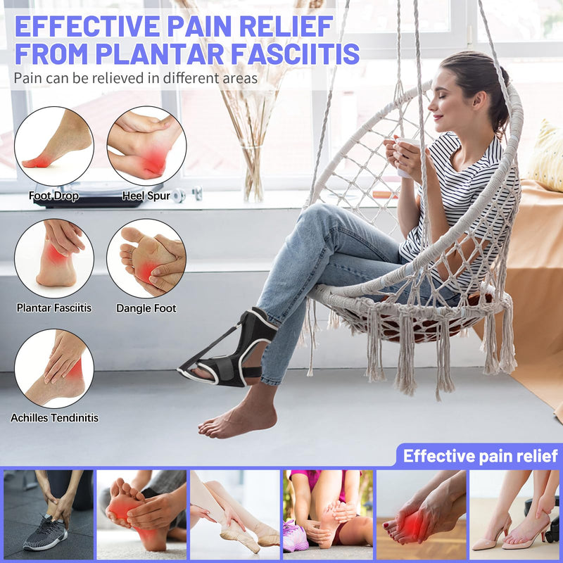 Plantar Fasciitis Night Splint: Upgraded Plantar Fasciitis Brace for Women Men Plantar Fasciitis Relief Achilles Tendonitis Foot Drop Heel Spur Pain Black Black-1pack