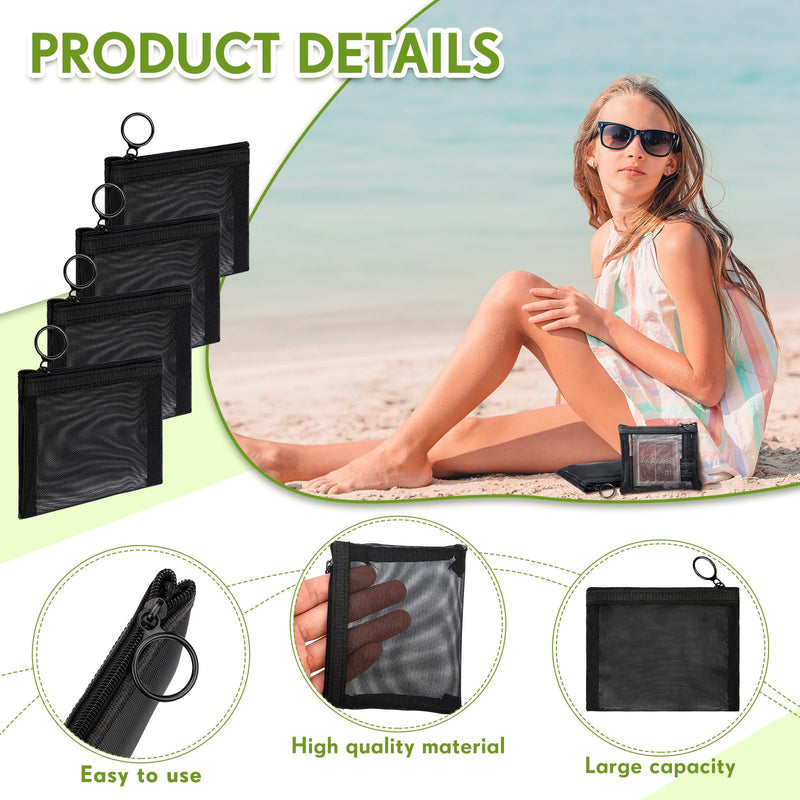 Jexine 60 Pcs Small Zipper Pouch Bulk Nylon Mini Mesh Pouches Multipurpose Coin Purse Pouch Zippered Mesh Cosmetic Bag Portable Storage Makeup Bags for Travel Supplies (Black) Black