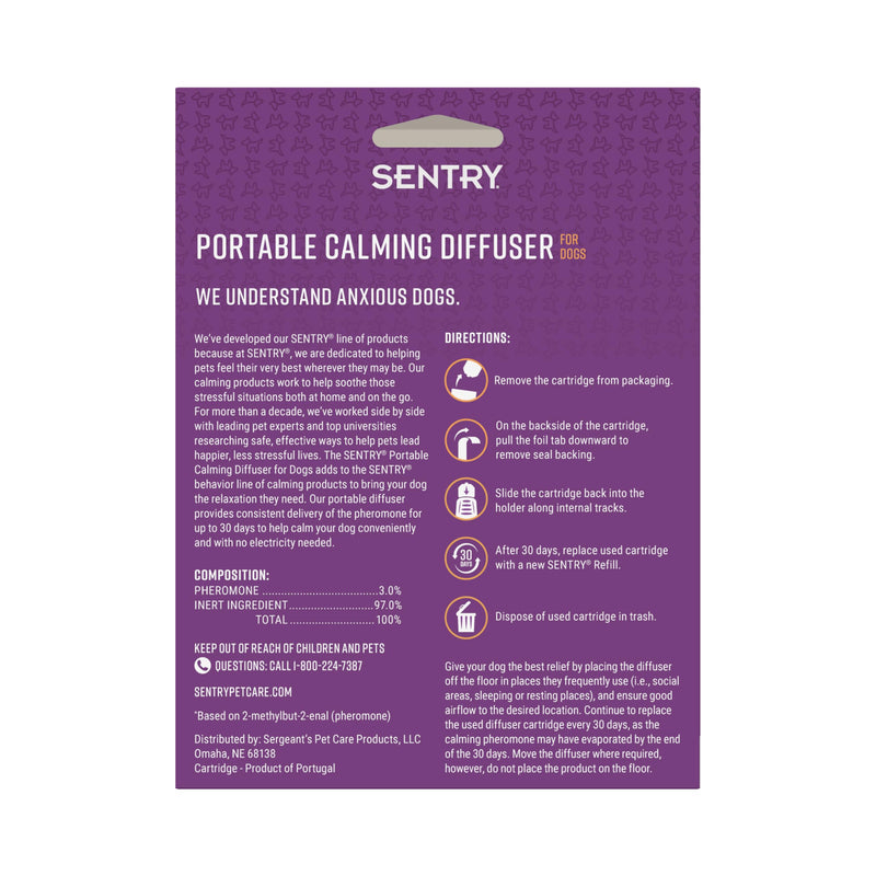 Sentry Behavior Portable Calming Diffuser for Dogs, Reduces Stress and Bad Behavior with Calming Pheromones, Easy-to-use Portable Design, 30 Day Release Dog Diffuser - PawsPlanet Australia