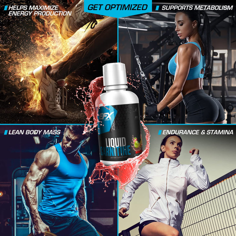[Australia] - EFX Sports L-Carnitine Liquid 1500mg, Improve Performance and Strength, Vitamin B5 (31 Servings, Fruit Punch) 16 Fl Oz (Pack of 1) 