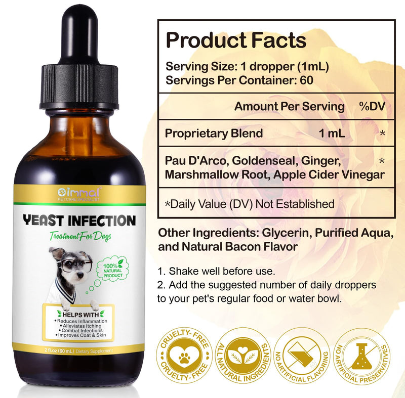 Yeast Infection Treatment for Dogs, Dog Ear Infection Treatment Dog Yeast Ear Infection Treatment for Itchy Dog Skin Relief, Dog Allergy Relief, Dog Ear Infection- 2 Fl Oz / 60ml 2.02fl.oz - PawsPlanet Australia