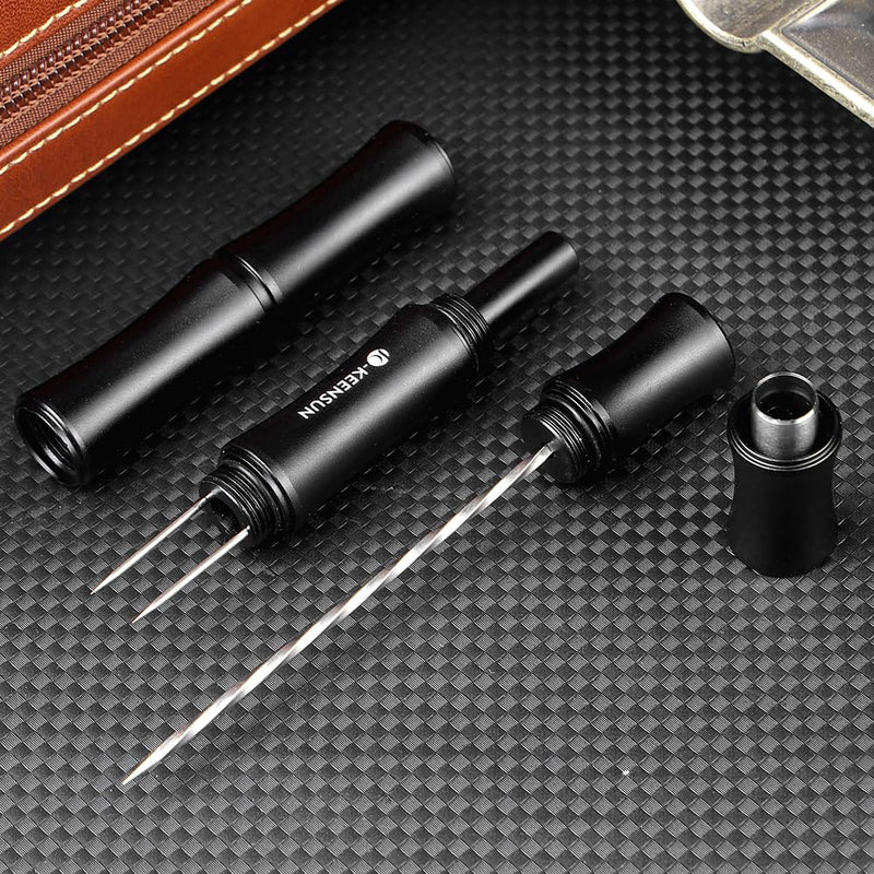 [Australia] - 3-in-1 Cigar Punch Tool Set with Cigar Punch(8mm), Cigar Draw Enhancer Cutter and Twin Nubber (Black) Black 
