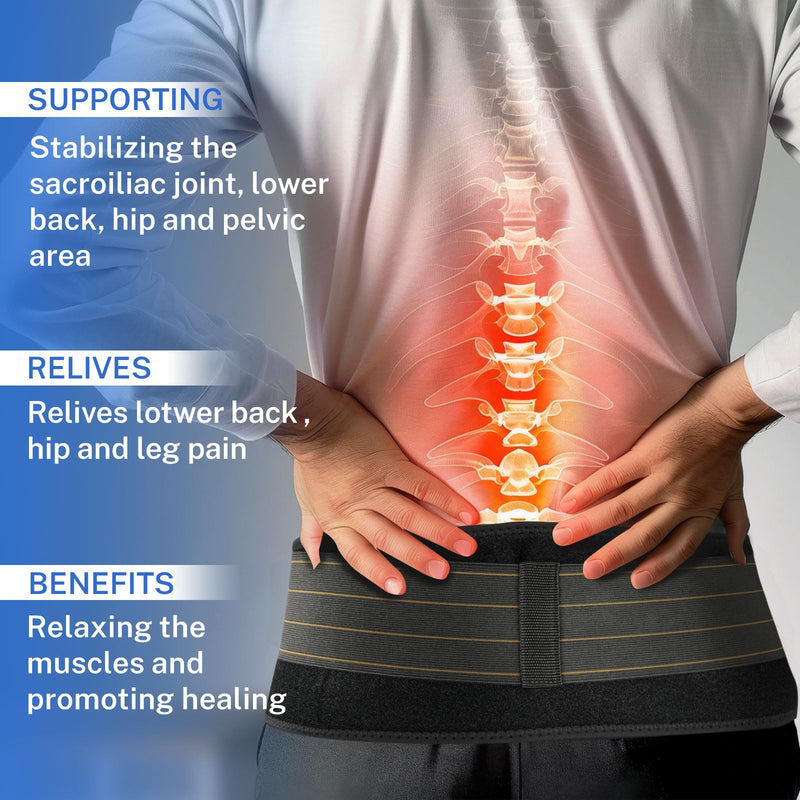 Si Belt -Sacroiliac Belt Women，Si Joint Belt Hip Brace for Sciatica, Lower Back,Sacral Nerve,Hip Stabilizer, Pelvic Girdle Support Belt for Postpartum L/XL Black