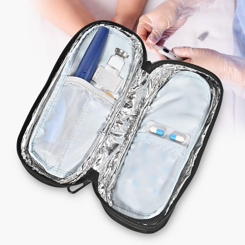 [Australia] - Insulin Cooler Travel Case, Diabetic Travel Bag for Insulin Pens, Small Insulated Medicine Carrying Case with 2 TSA Approved Ice Packs Classic 