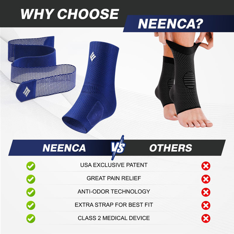 NEENCA Ankle Brace for Sprained Ankle with Removable Strap, Compression Sleeve for Plantar Fasciitis Relief Achilles Tendonitis, Ankle Support Brace, Ankle Stabilizer Wrap for Pain Relief, Women & Men Large Left
