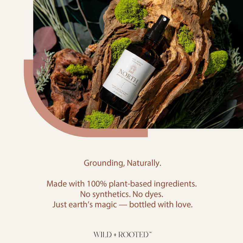 North Aromatherapy Room & Body Spray | Grounding & Calming Essential Oil Mist | Lavender, Cypress, Black Spruce, Vetiver in Rose Water | Body, Linen & Pillow Spray | 4oz Glass Bottle