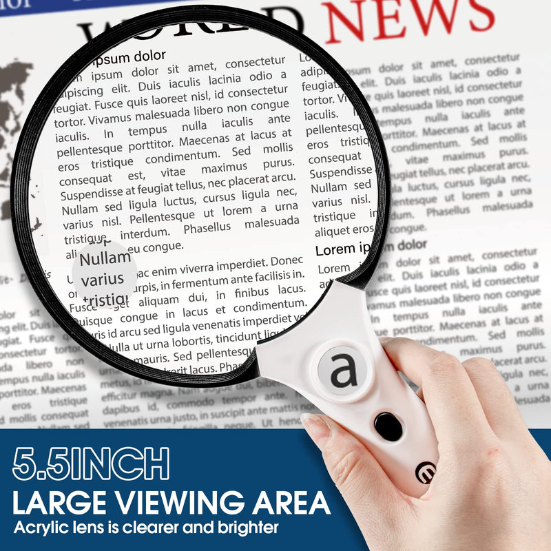 [Australia] - Large Magnifying Glass with Light, Magnifier 10X 20X 45X Handheld Illuminated Lighted Magnifier with 3 LED Lights 1UV Light Storage Bag Clean Cloth for Seniors Reading Inspection (Black) Black 