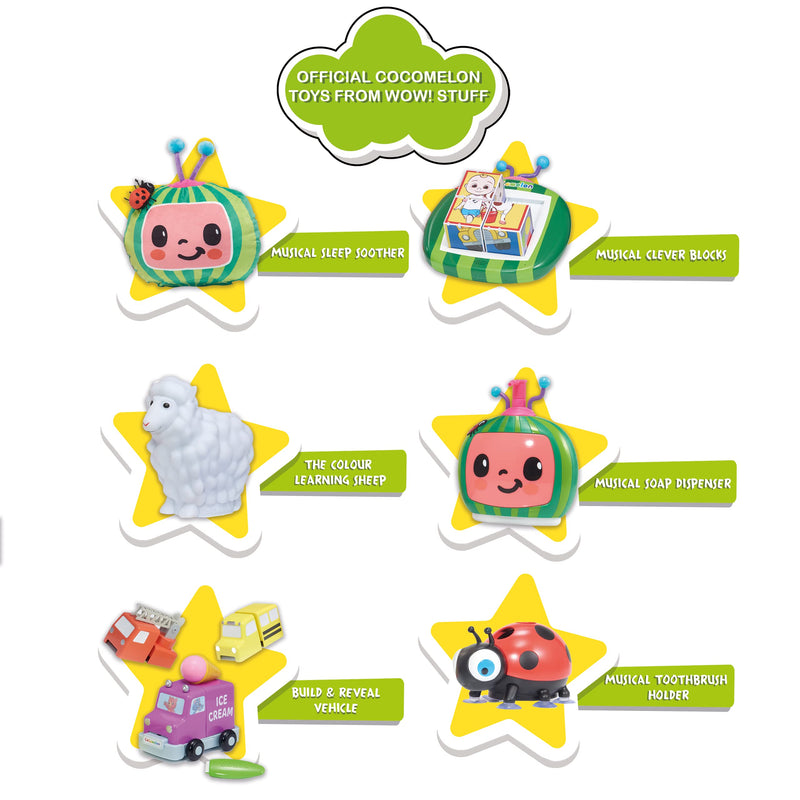 [Australia] - WOW! STUFF CoComelon Toys Musical Color Learning Sheep | Changes to Match Colors | Plays Baa Baa Black Sheep Nursery Rhyme | Night Light Sleep Soother mode | for Girls and Boys | Ages 2+ 