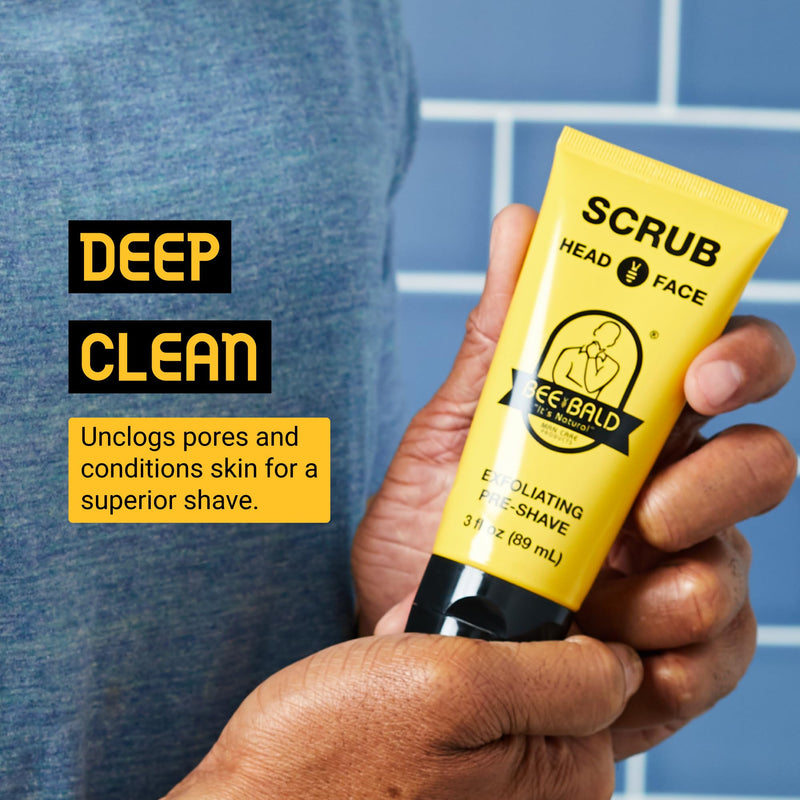 Bee Bald SCRUB Exfoliating Pre-Shave Provides a Deep Clean & removes pore clogging dirt, oil & dry, flaky skin. Prepares Your Skin for a Super Close Shave, 3 Fl Oz (Pack of 2) 3 Fl Oz (Pack of 2)