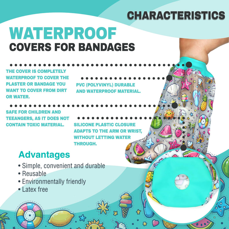 [Australia] - DOJA Barcelona | Waterproof cast protection foot for children | 455x355mm| Waterproof PVC water protection foot with silicone closure Shower protection foot | Waterproof for shower or swimming pool 