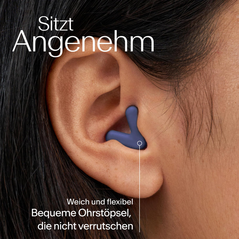 [Australia] - Alpine Silence - Ultra-comfortable earplugs for sleeping, concentrating & traveling - Reusable hearing protection earplugs - Innovative V-shape & soft plugs in XS/S/M/L - Dark blue 