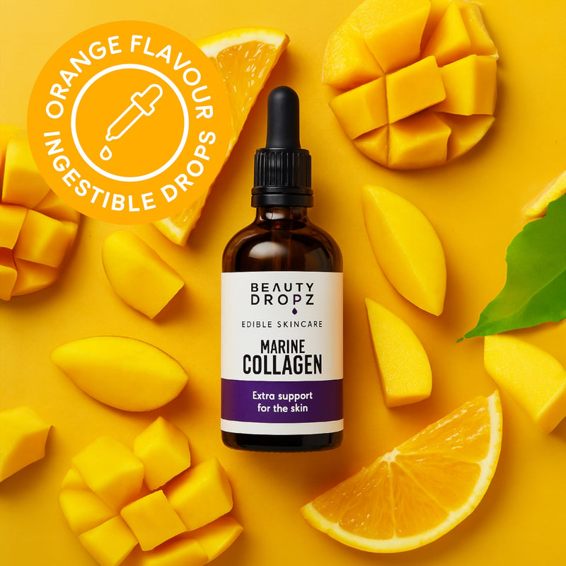 Marine Collagen Oral Skincare Drops – Youth-Boosting – Vitamin C – Hydration Support – Aloe Vera Extract – Tremella Mushroom Extract For Radiant Skin – Orange Flavour – 60ml