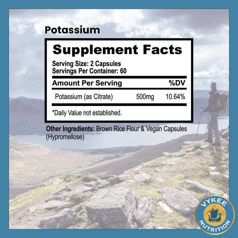 [Australia] - Potassium Citrate Capsules ‚Äì High-Potency 500mg Potassium Per Serving | Supports Muscle Function, Electrolyte Balance & Heart Health | Vegan, Non-GMO| 1 Bottle, 120 Capsules 