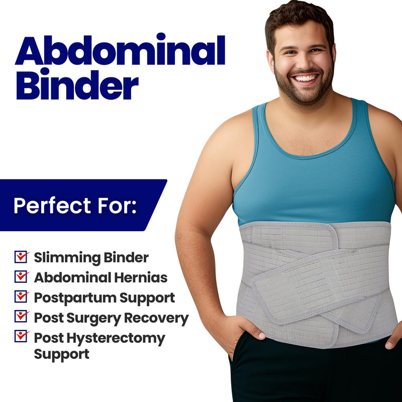 [Australia] - Abdominal Binder Post Surgery Tummy Tuck - Postpartum Belly Band Wrap | Post C Section Belly Binder Recovery | Stomach Compression Hernia Belt For Men & Women After Pregnancy, Hysterectomy L/XL Large/XL 