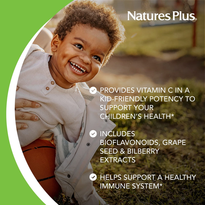 [Australia] - Natures Plus Animal Parade Vitamin C Children's Chewable - Natural Orange Juice Flavor - 90 Animal-Shaped Tablets - Vegan, Vegetarian, Gluten Free - 45 Servings 1 
