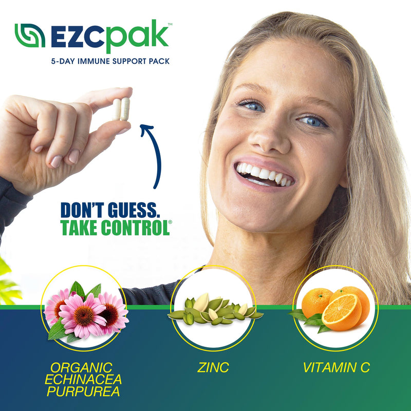 [Australia] - EZC Pak 5-Day Tapered Immune Support Booster - Vitamin Immune Support Supplement, Echinacea, Zinc Vitamin C, Vitamins for Immune System Support, Immune Boosters for Adults - Immune Support Vitamins 1 Count (Pack of 1) 
