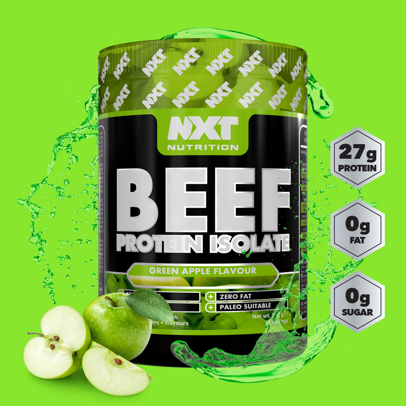 NXT Beef Protein Isolate 540g - High Protein Powder in Natural Amino Acids - Paleo, Keto Friendly - Dairy and Gluten Free | 540g (Green Apple)