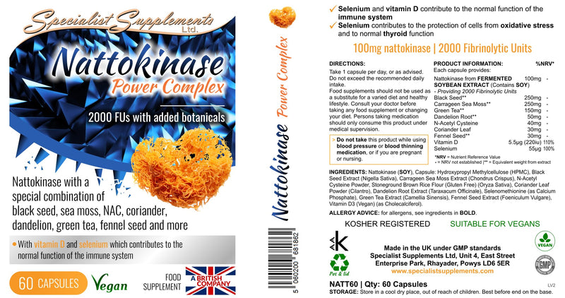Nattokinase Power Complex, 60 Capsules