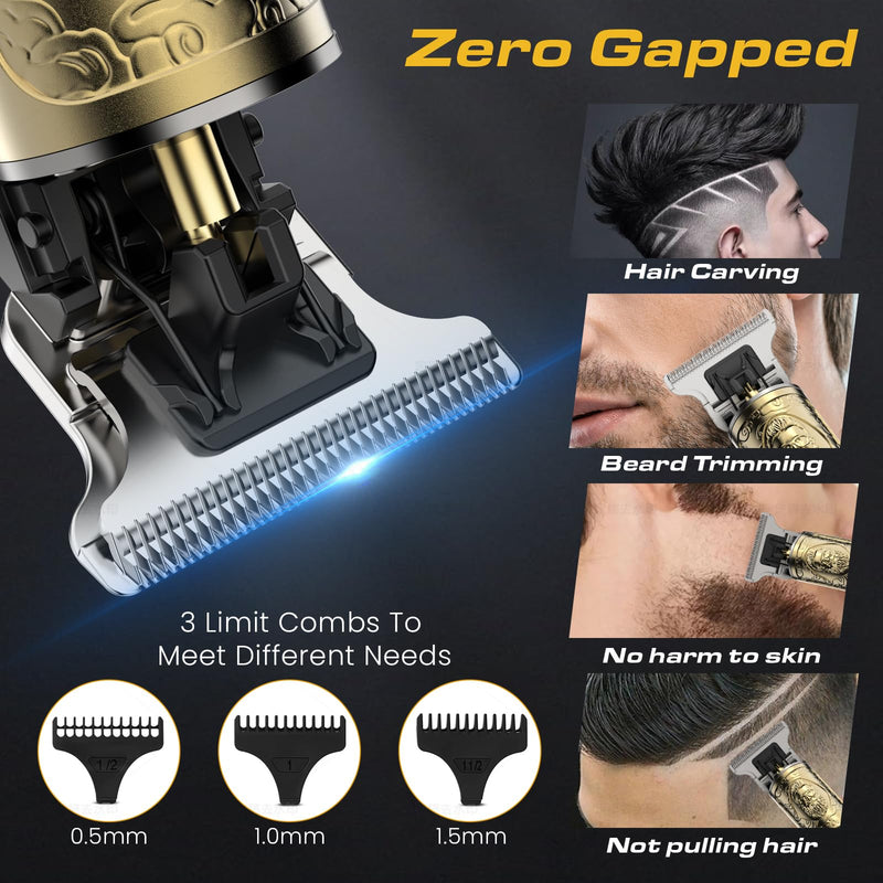 [Australia] - Hair Clippers for Men, Professional Hair Trimmer Barber Cordless Zero Gapped Hair Clippers with LCD Display, Mens Gifts Beard Trimmer T Liners Shavers Edgers Clipper for Hair Cutting - Gold 