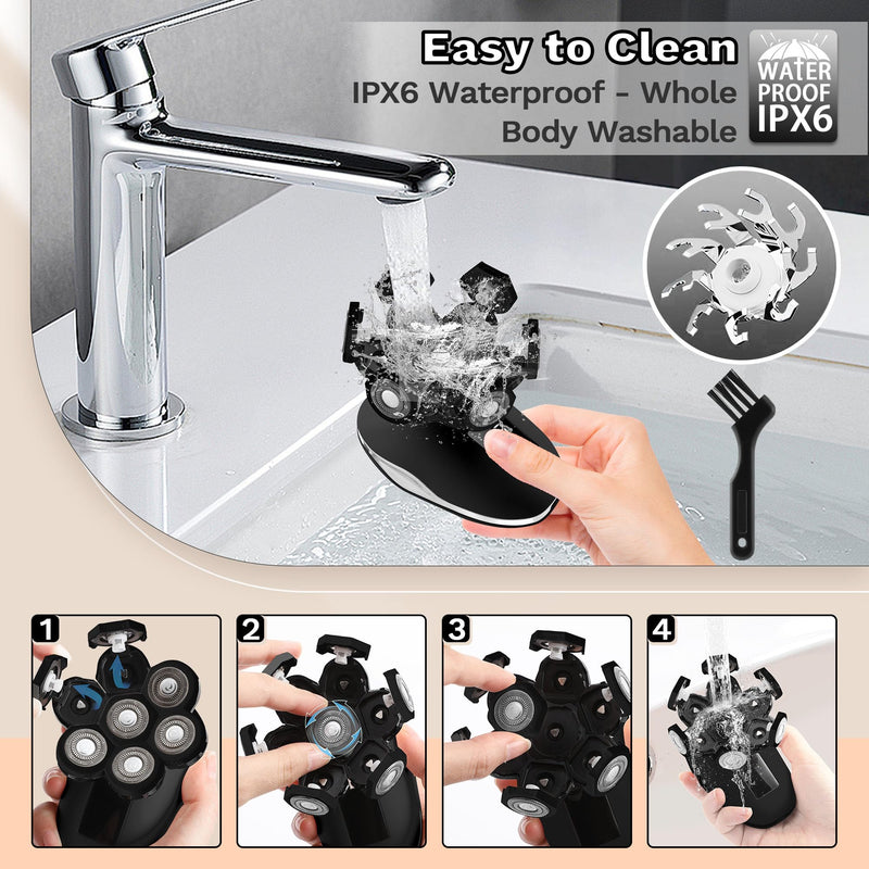 [Australia] - Electric Razors for Women, 7D Electric Shaver for Women, 5 in 1 Lady Shavers, Wet/Dry Bikini Trimmer, Rechargeable Face Razor for Arms Legs Armpit Pubic Area Black 