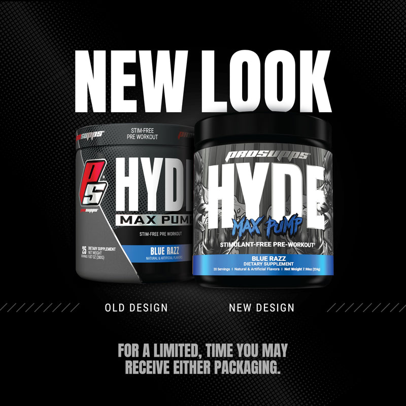 [Australia] - PROSUPPS Hyde Max Pump Pre Workout for Men and Women - Nitric Oxide Supplement for Pump and Endurance - Stimulant Free Pre Workout to Promote Blood Flow and Muscle Strength (Blue Razz, 20 Servings) 