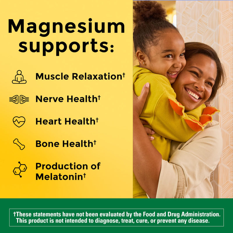 Nature Made Magnesium Glycinate 200 mg per Serving, 180 Capsules | High Absorption Magnesium Supplement for Muscle, Heart and Bone Support, Magnesium Bisglycinate Capsules, 90 Day Supply 180 Count (Pack of 1)
