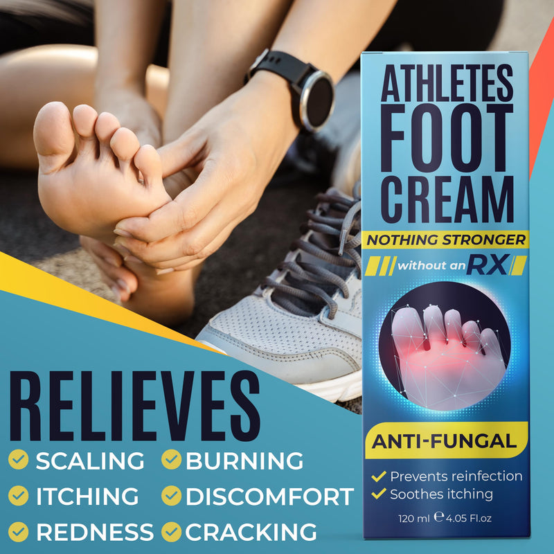 Athletes Foot Cream Antifungal for Cracked Heels, Dry Skin & Itchy Feet | Relieves Itching, Burning & Redness, Antifungal Treatment Helps with Nail Fungus, Jock Itch & Ringworm, Dry Skin, 4.05 oz