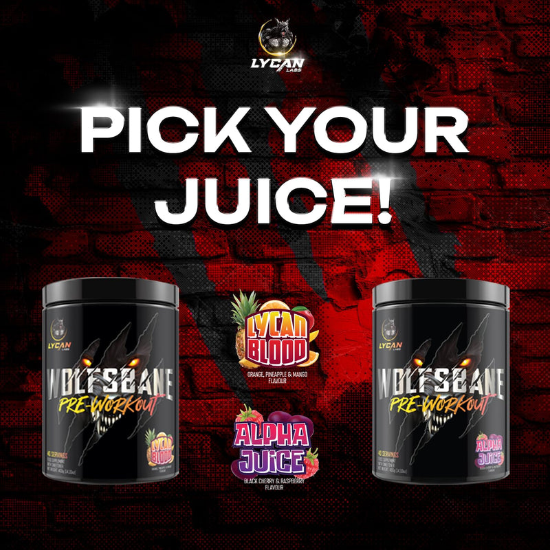 Wolfsbane Strong Pre Workout Powder – High Stim Energy, Pump & Focus, 350mg Caffeine, 6g Citrulline, 3.2g Beta‑Alanine, Black Cherry & Raspberry, 40/20 Servings