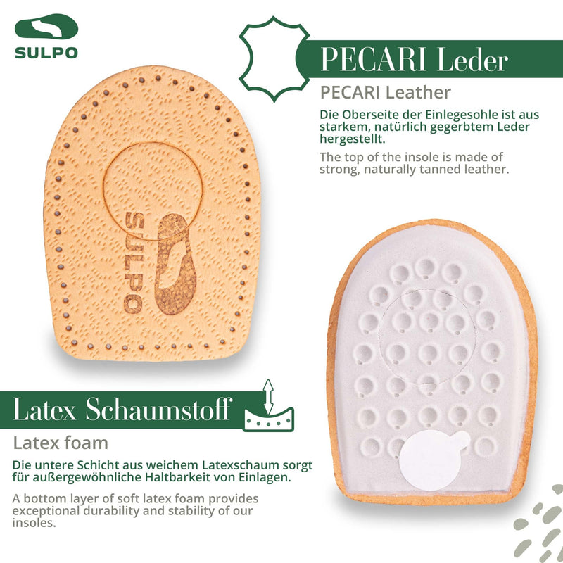 [Australia] - SULPO 2 pairs of heel spur heel cushions - insoles for shoes - heel spur insoles made of leather and latex foam - pain relief - Achilles tendon insoles - heel cushion for men and women beige heel spur 35-41 