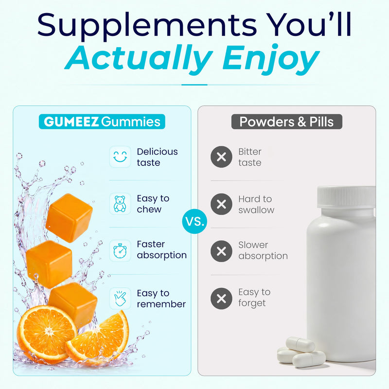 Fibre Gummies for Digestive Support & Regularity with Psyllium Husk, Inulin & Apple Cider Vinegar – High Fibre Complex, Orange Flavour, 60 Vegan Gummies – GUMEEZ