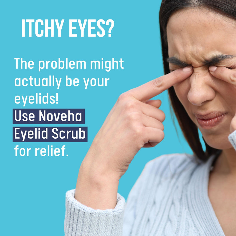 [Australia] - NOVEHA Eyelid Foaming Cleanser | Everyday Scrub for Soothing Relief | Refreshing Mild Eye Lid Wash to Remove Pollen, Dirt & Oil | Lash Shampoo & Makeup Remover to Support Healthy Eyes | 3.4oz 