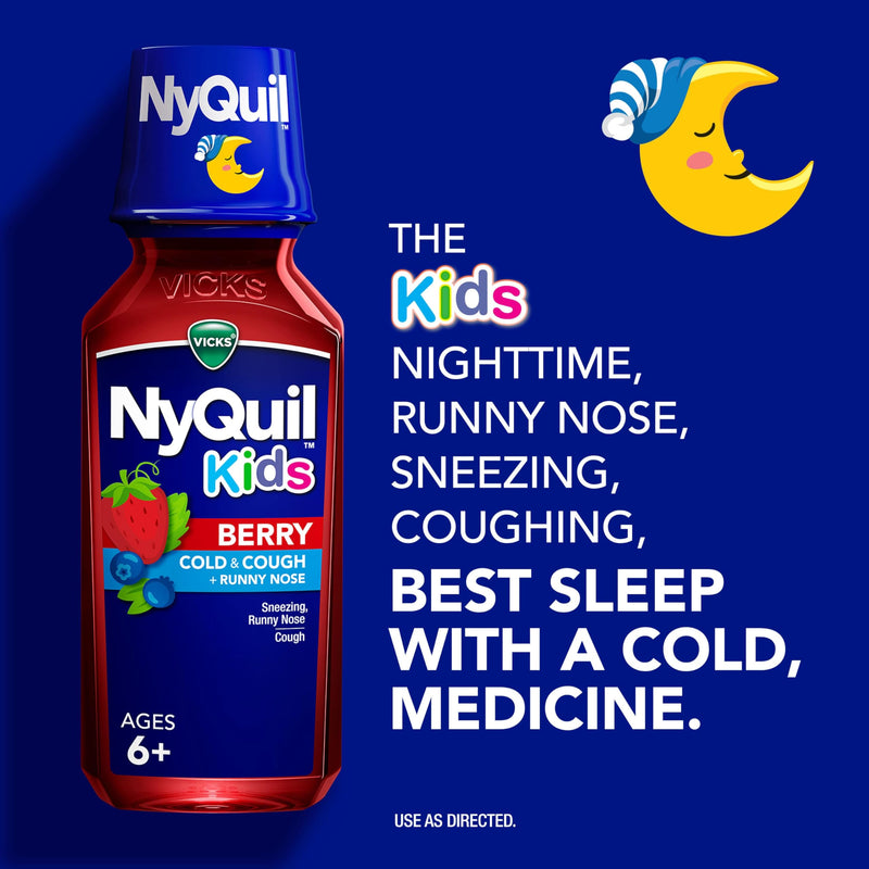 Vicks Kids DayQuil & NyQuil Berry Cold & Cough Medicine, for Children Ages 6+, 2-8 OZ Bottles