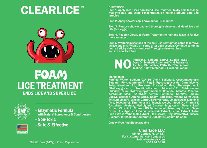 [Australia] - Treatment Kit for Kids & Adults Guaranteed to End Lice in 1 Hour, Extra Strength Treatment for Family to Remove Super Lice, Nits & Eggs - Includes 5oz Foam Treatment, Comb & Cap Lice Treatment Kit 