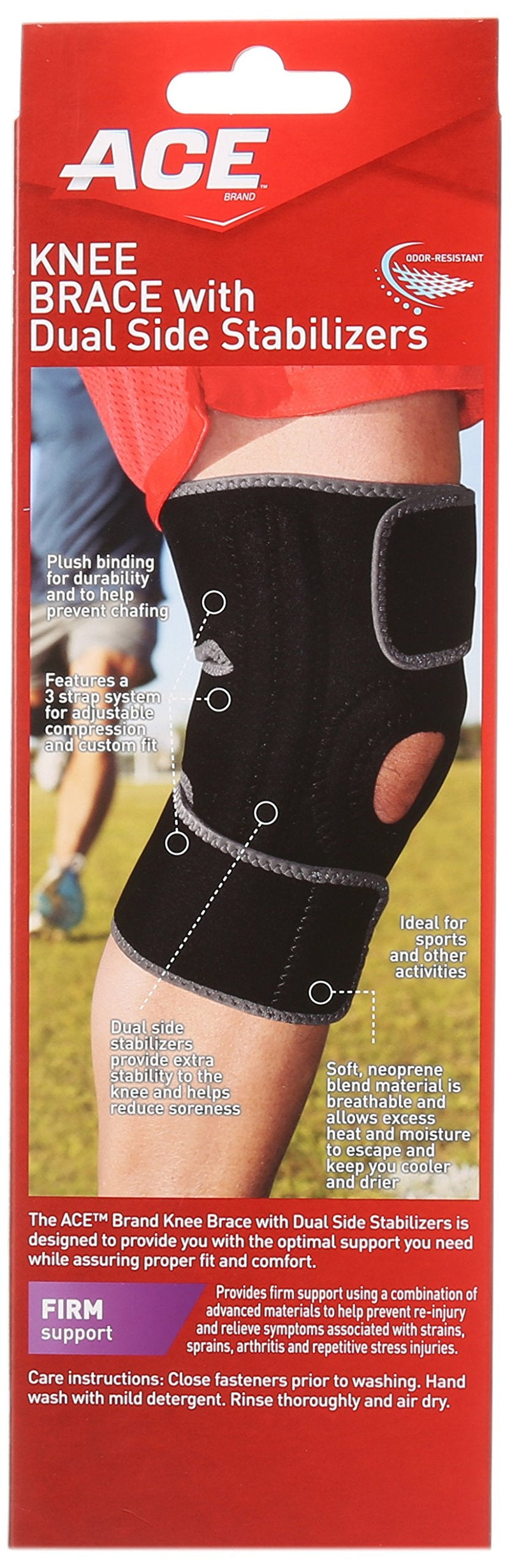 [Australia] - ACE Adjustable Knee Brace with Dual Side Stabilizers, Helps support weak, injured, arthritic or sore knee, One Size Fits Most 
