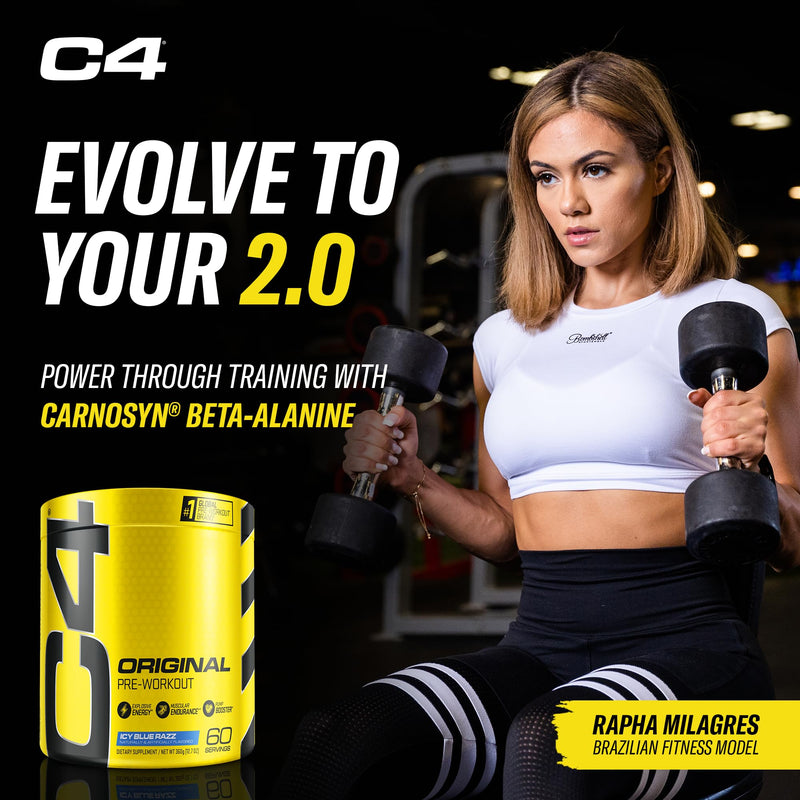 C4 Original Pre Workout Powder with 150mg Caffeine, 60 Servings Blue Raspberry 12.7 Ounce (Pack of 1)