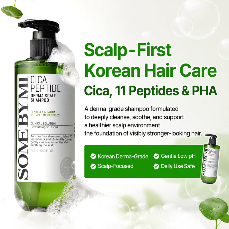SOME BY MI Cica Peptide Derma Scalp Shampoo 9.63 fl oz – Strengthening Shampoo for Thinning Hair & Sensitive Scalp – Hydrating, Soothing Korean Haircare