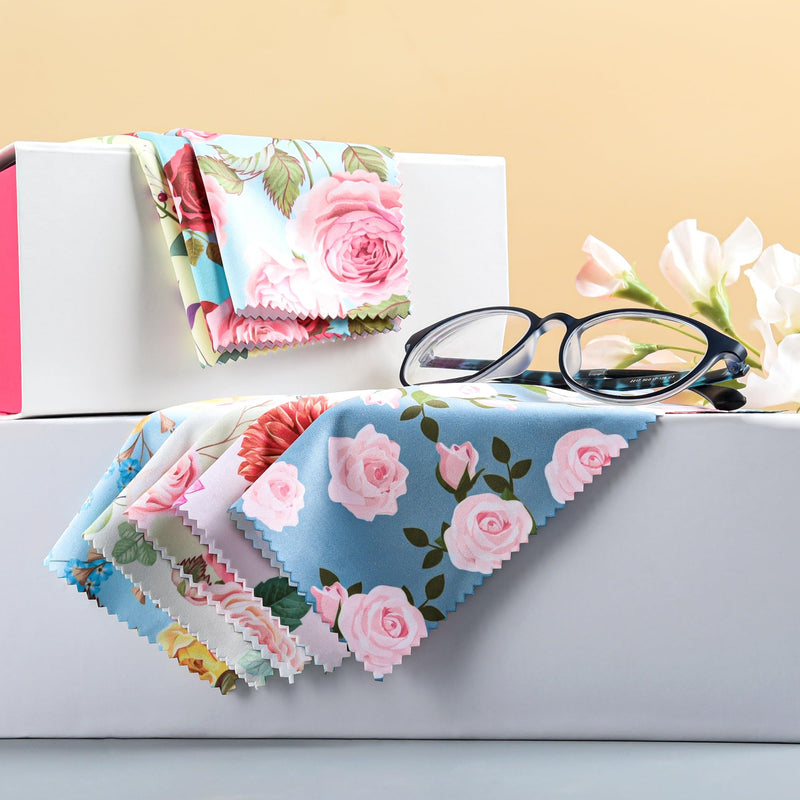 [Australia] - 8 Pack Microfiber Cleaning Cloths (7" x 6") Multicolor Flower Glasses Cleaning Cloth for Eyeglasses, Camera Lens, Cell Phones, Laptops, LCD TV Screens and More 